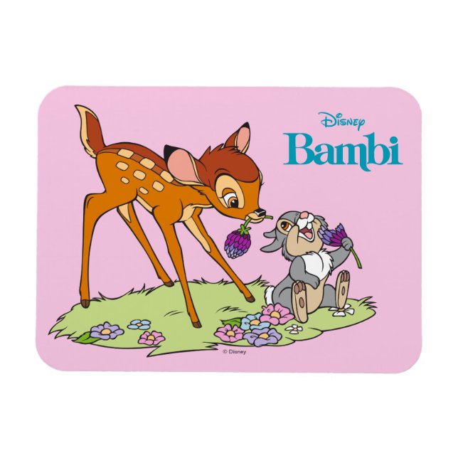 Bambi & Thumper Eating Clover Blossoms Magnet (Horizontal)