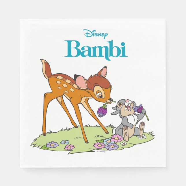 Bambi & Thumper Eating Clover Blossoms Napkins (Front)