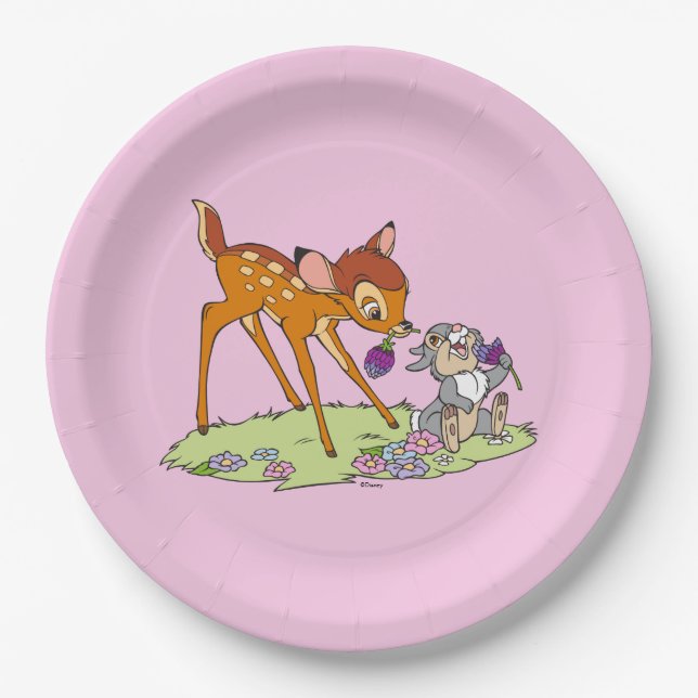 Bambi & Thumper Eating Clover Blossoms Paper Plates (Front)