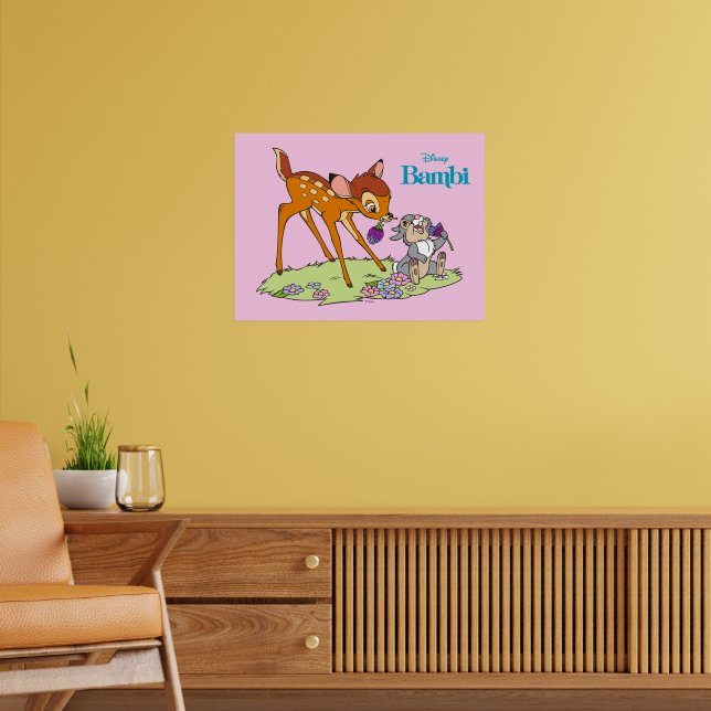 Bambi & Thumper Eating Clover Blossoms Poster | Zazzle
