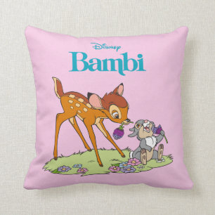 Bambi & Thumper Eating Clover Blossoms Throw Pillow