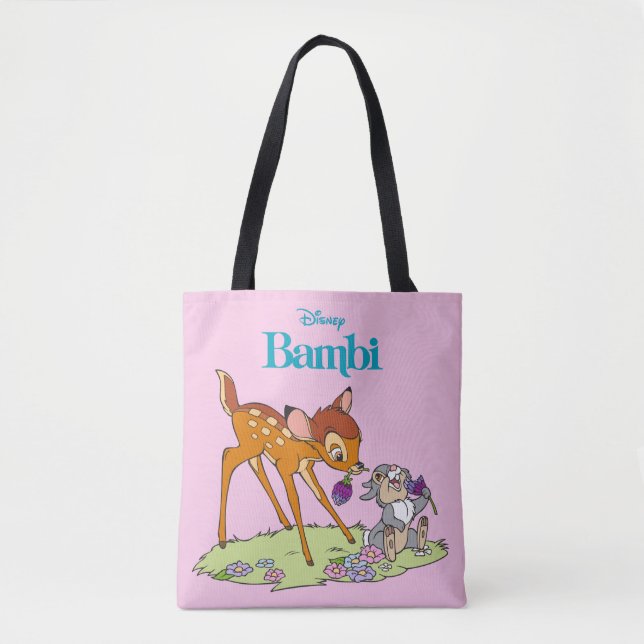 Bambi & Thumper Eating Clover Blossoms Tote Bag (Front)