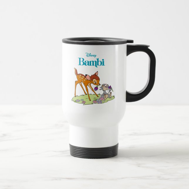 Bambi & Thumper Eating Clover Blossoms Travel Mug (Right)
