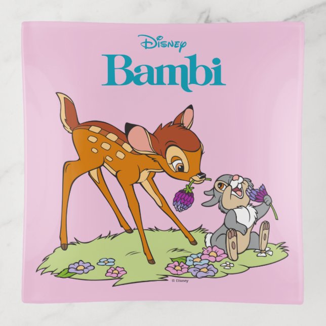 Bambi & Thumper Eating Clover Blossoms Trinket Tray (Front)