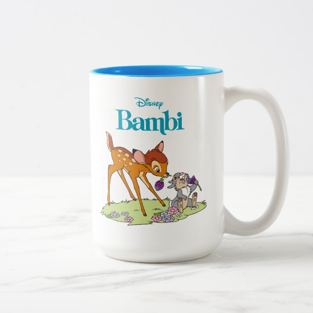 Bambi & Thumper Eating Clover Blossoms Two-Tone Coffee Mug (Right)