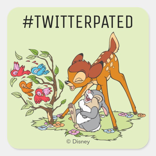 Bambi & Thumper Laughing At Birds Square Sticker (Front)