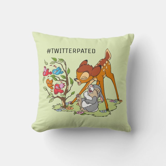Bambi & Thumper Laughing At Birds Throw Pillow (Front)