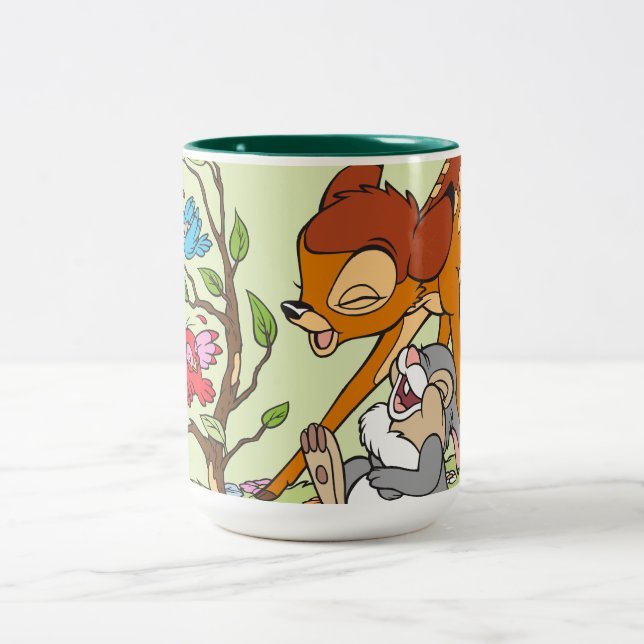 Bambi & Thumper Laughing At Birds Two-Tone Coffee Mug (Center)