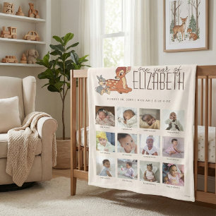 Bambi & Thumper   One Year of - 12 Months Fleece Blanket