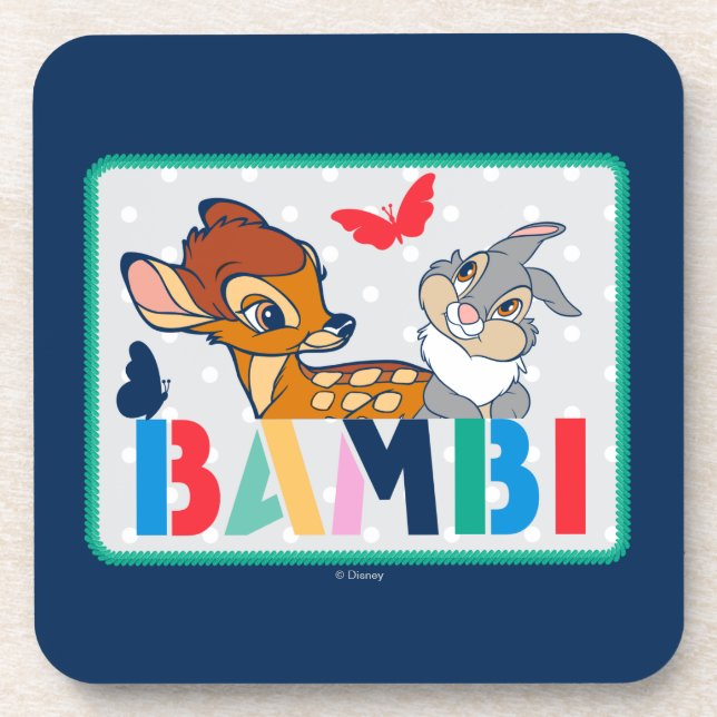 Bambi & Thumper Polka Dot Badge Beverage Coaster (Front)