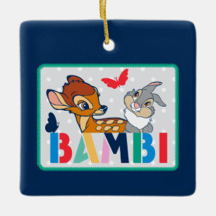 Bambi & Thumper Polka Dot Badge Ceramic Ornament