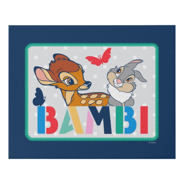Bambi & Thumper Polka Dot Badge Faux Canvas Print (Front)