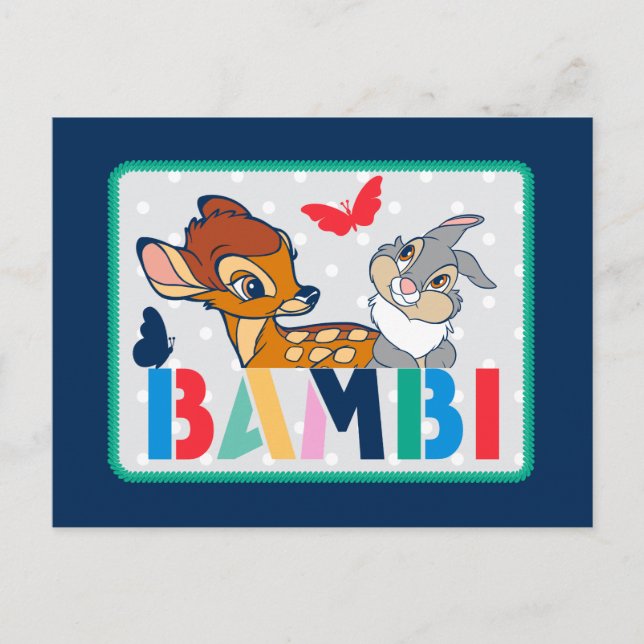 Bambi & Thumper Polka Dot Badge Postcard (Front)