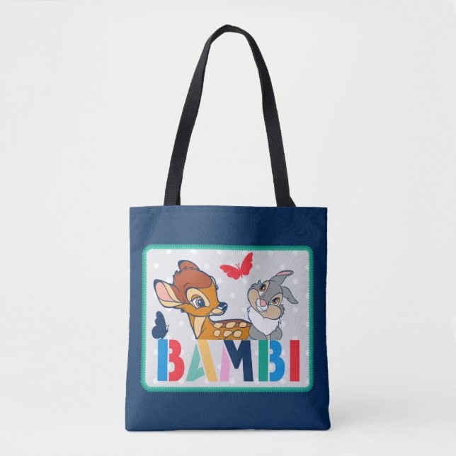 Bambi & Thumper Polka Dot Badge Tote Bag (Front)