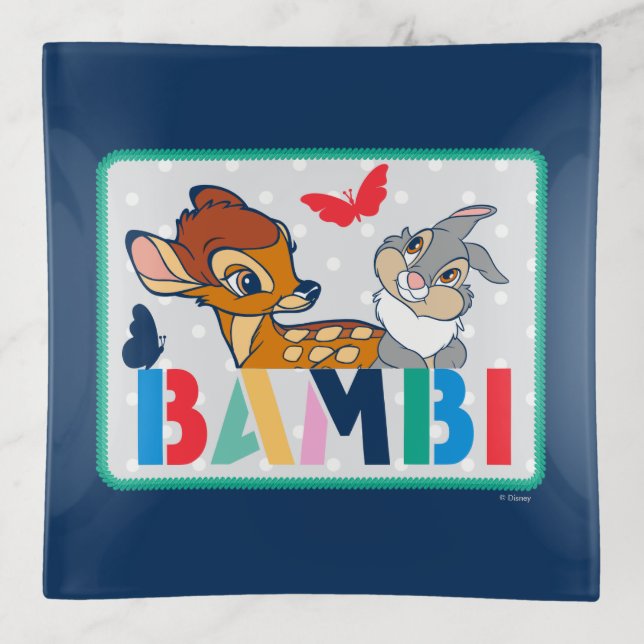 Bambi & Thumper Polka Dot Badge Trinket Tray (Front)