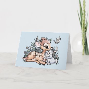 Bambi & Thumper Sitting In The Flowers Card by bambi at Zazzle