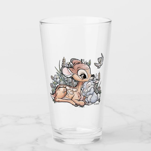 Bambi & Thumper Sitting In The Flowers Glass (Front)