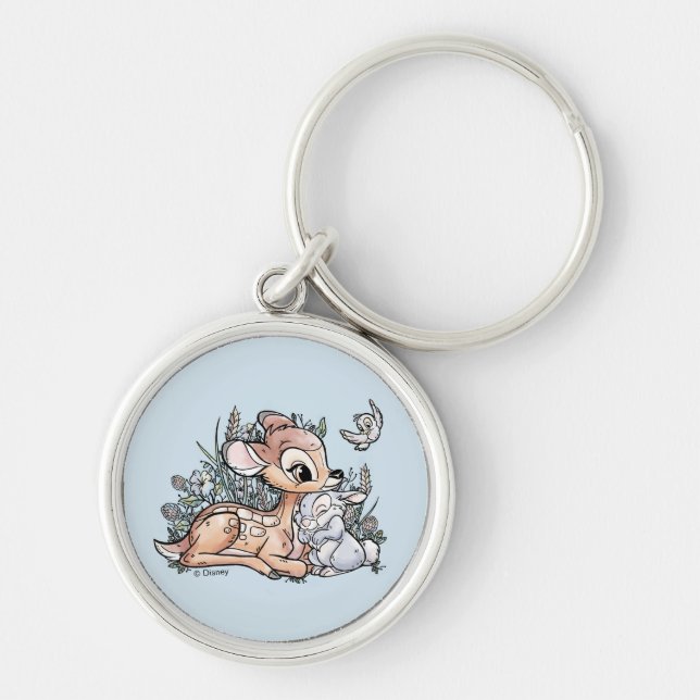Bambi & Thumper Sitting In The Flowers Keychain (Front)