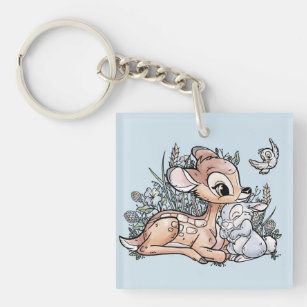 Bambi & Thumper Sitting In The Flowers Keychain