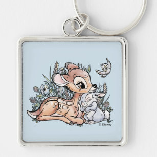 Bambi & Thumper Sitting In The Flowers Keychain