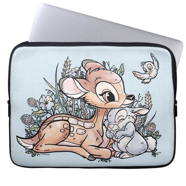 Bambi & Thumper Sitting In The Flowers Laptop Sleeve (Front)