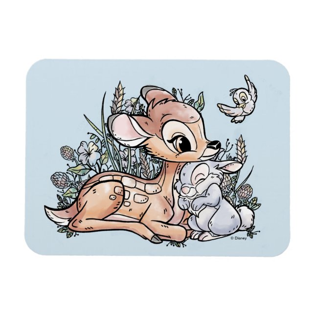 Bambi & Thumper Sitting In The Flowers Magnet (Horizontal)