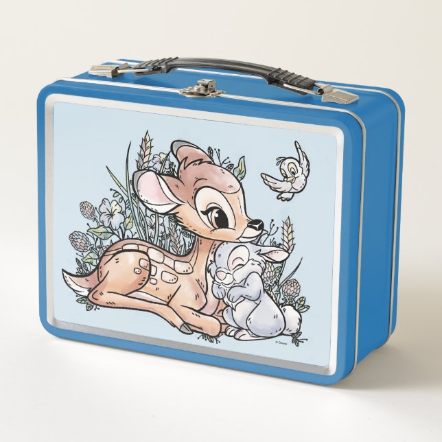Bambi & Thumper Sitting In The Flowers Metal Lunch Box (Front)