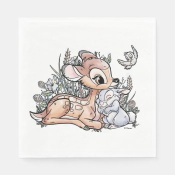 Bambi & Thumper Sitting In The Flowers Napkins by bambi at Zazzle