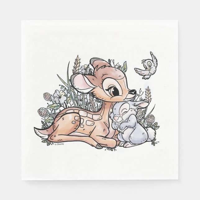 Bambi & Thumper Sitting In The Flowers Napkins (Front)