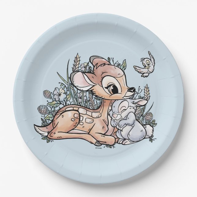 Bambi & Thumper Sitting In The Flowers Paper Plates (Front)
