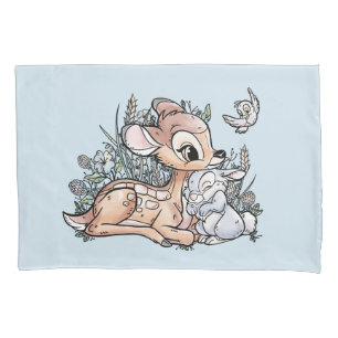 Bambi & Thumper Sitting In The Flowers Pillow Case
