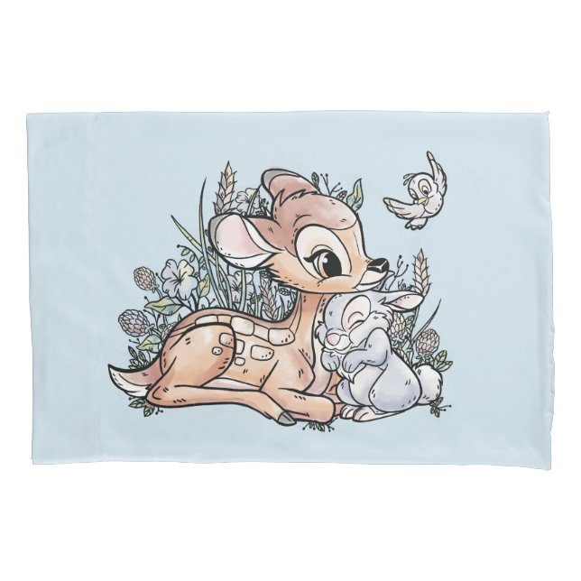 Bambi & Thumper Sitting In The Flowers Pillow Case (Front)