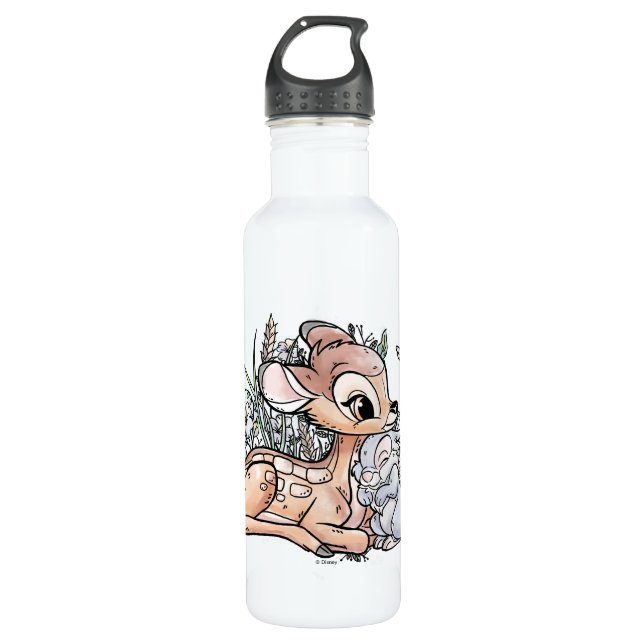 Bambi & Thumper Sitting In The Flowers Stainless Steel Water Bottle (Front)