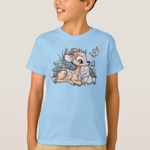 Bambi  Thumper Sitting In The Flowers T_Shirt