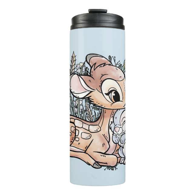 Bambi & Thumper Sitting In The Flowers Thermal Tumbler (Front)