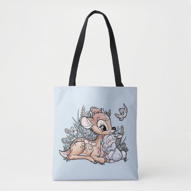 Bambi & Thumper Sitting In The Flowers Tote Bag (Front)