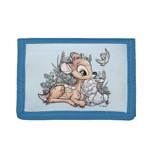 Bambi & Thumper Sitting In The Flowers Tri-fold Wallet