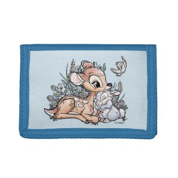 Bambi & Thumper Sitting In The Flowers Trifold Wallet by bambi at Zazzle