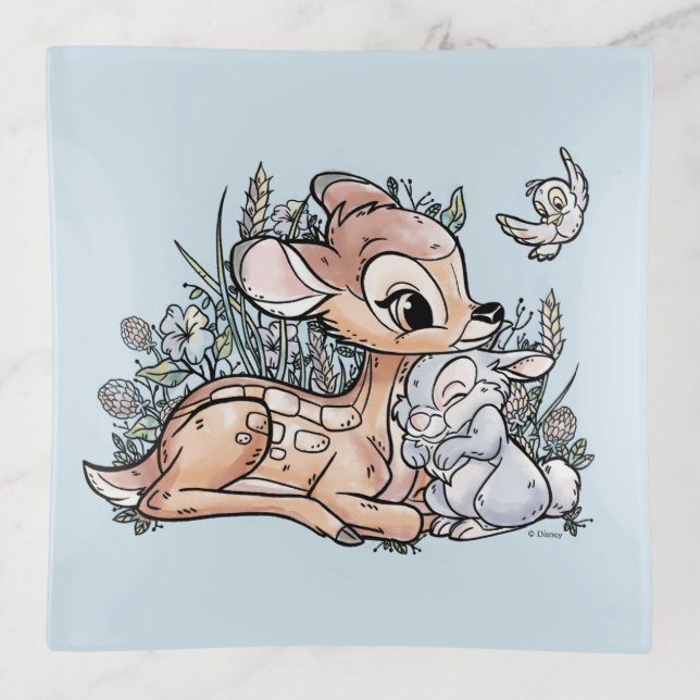Bambi & Thumper Sitting In The Flowers Trinket Tray (Front)