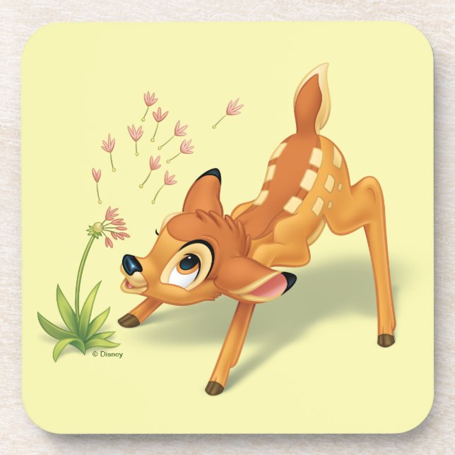 Bambi Watching Dandelion Seeds Fly Beverage Coaster (Front)