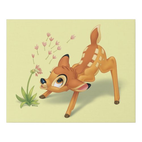 Bambi Watching Dandelion Seeds Fly Faux Canvas Print