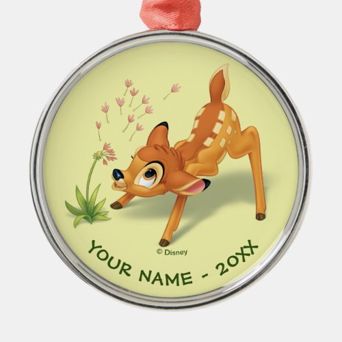 Bambi Watching Dandelion Seeds Fly Metal Ornament