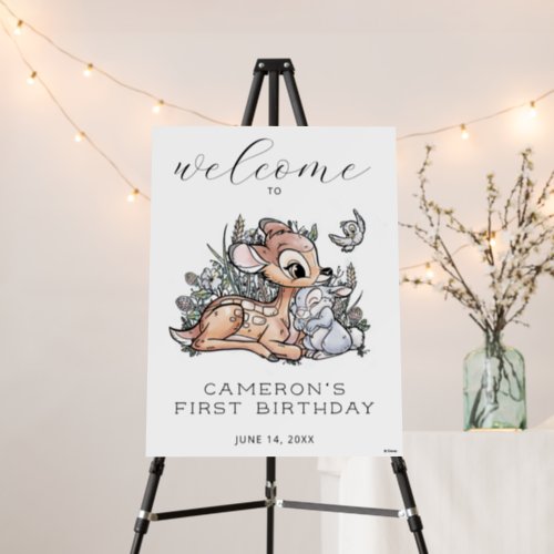 Bambi Watercolor 1st Birthday Welcome Sign