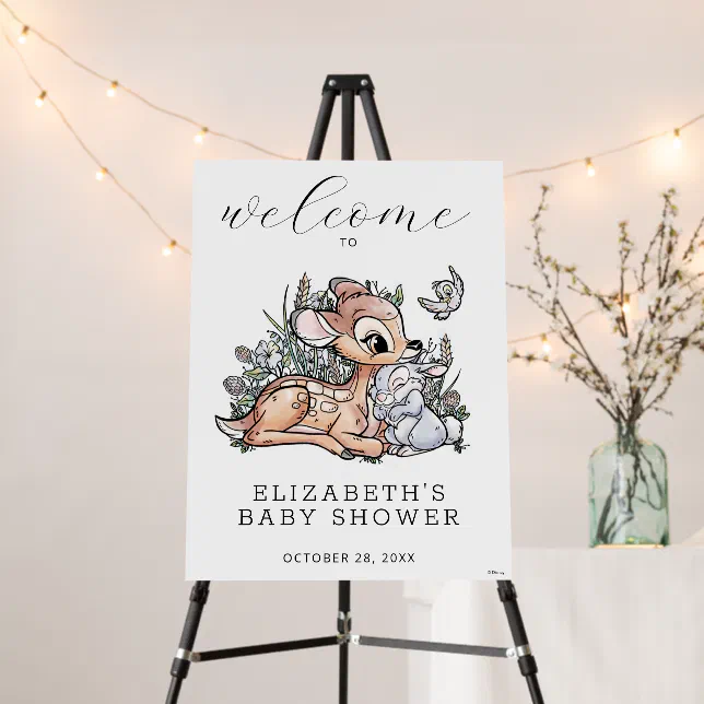 Bambi Watercolor Baby Shower Welcome Sign | Zazzle