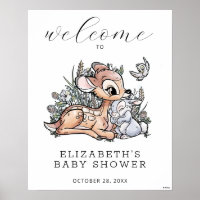 Bambi Watercolor Baby Shower Welcome Sign
