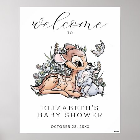 Bambi Watercolor Baby Shower Welcome Sign
