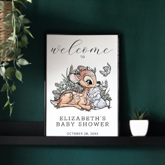 Bambi Watercolor Baby Shower Welcome Sign