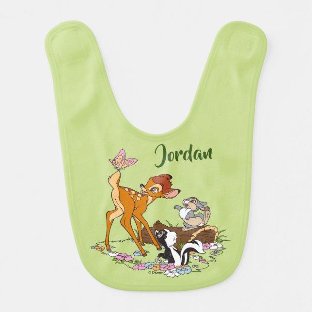 Bambi With Butterfly On Tail Baby Bib (Front)
