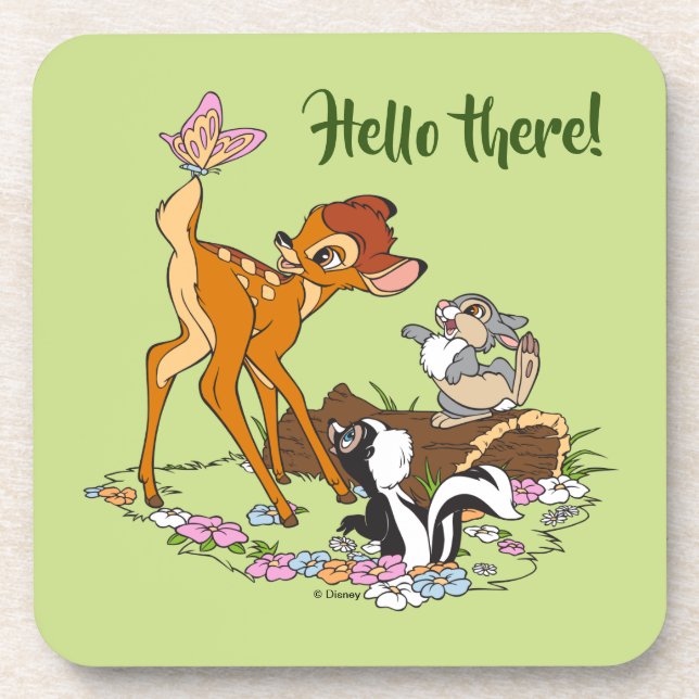 Bambi With Butterfly On Tail Beverage Coaster (Front)