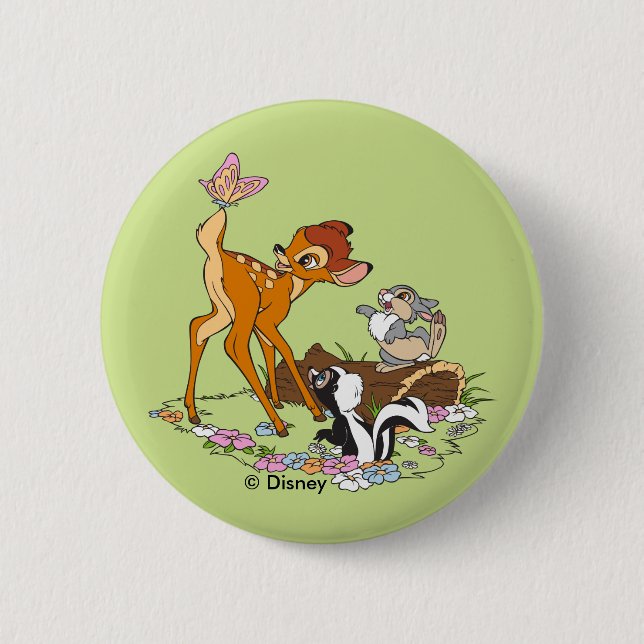 Bambi With Butterfly On Tail Button (Front)